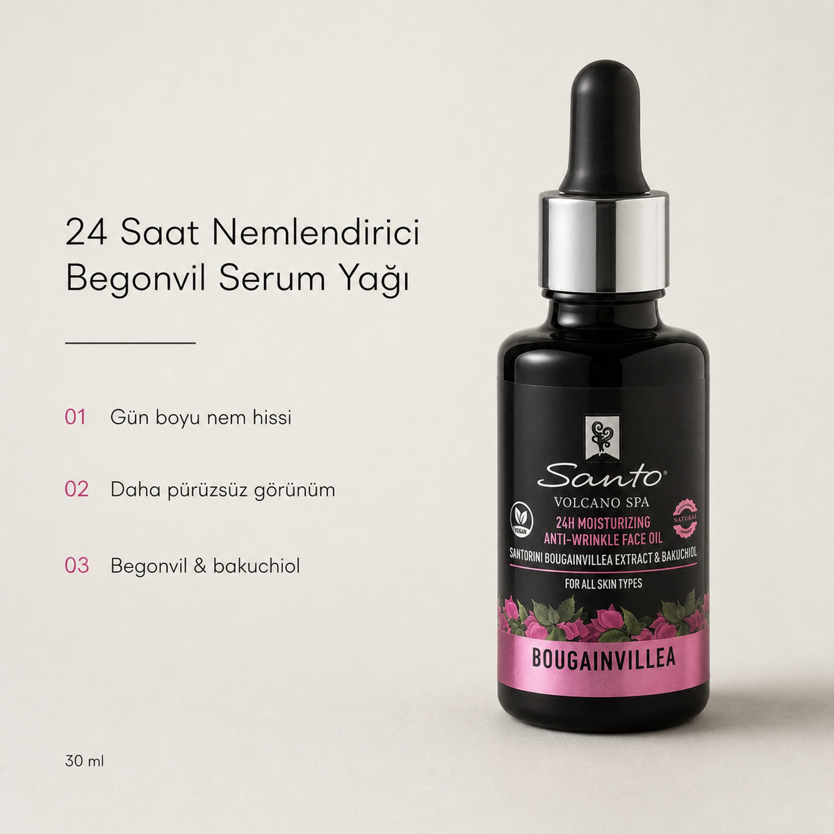24 Saat Nemlendirici Begonvil Yüz Serum Yağı — faydaları