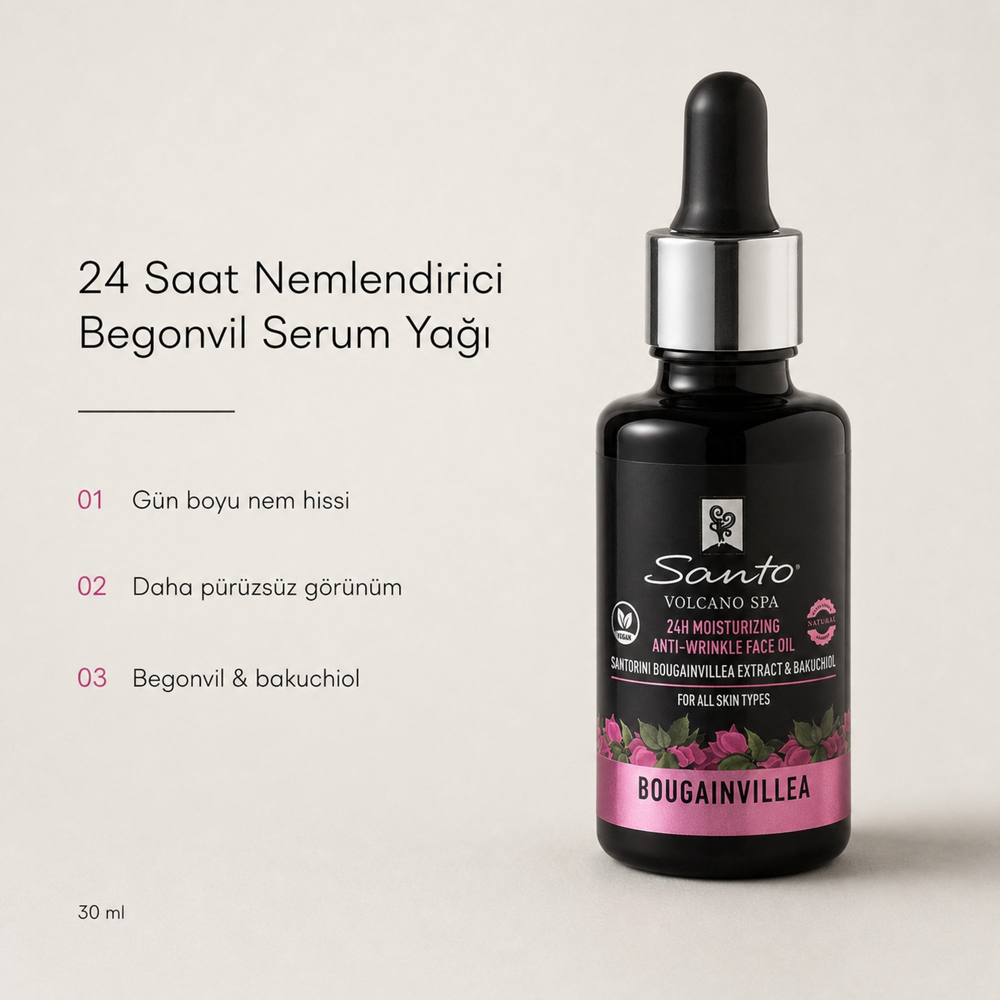 24 Saat Nemlendirici Begonvil Yüz Serum Yağı — faydaları